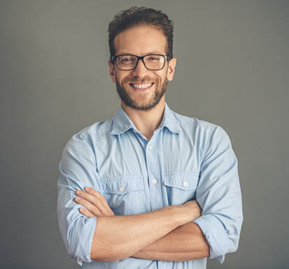 A happy, smiley customer